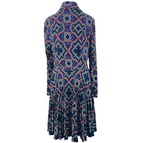 Cache Geometric Button Front Dress Size 12 Belted Multi Colored NWT - Picture 4 of 12